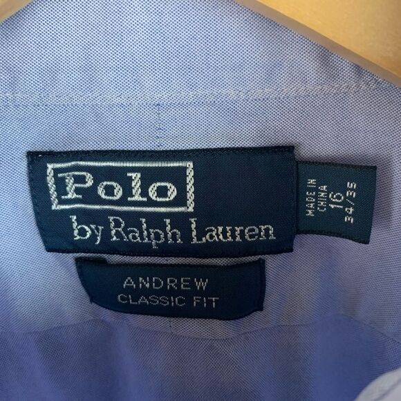 Polo Ralph Lauren Men Blue Classic Fit Long Sleeve Andrew Button Up Shirt Sz 16 - Picture 3 of 6